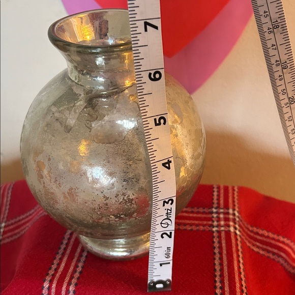 Vintage Pier1 Silver Mercury Glass Jar-Circa 1980 -Handblown Mercury Vase - Picture 7 of 7